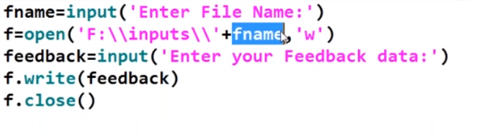 Code showing the example read program