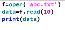 Output of reading the first ten characters