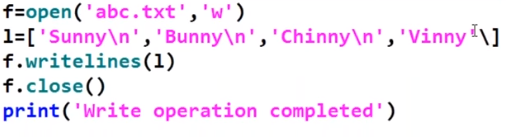 Output of write and writelines methods