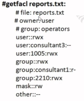 Output of getfacl on a file with ACL entries